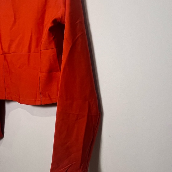 Story on. Sotela Orange Cropped Blazer with Notched Lapels - Picture 4 of 9